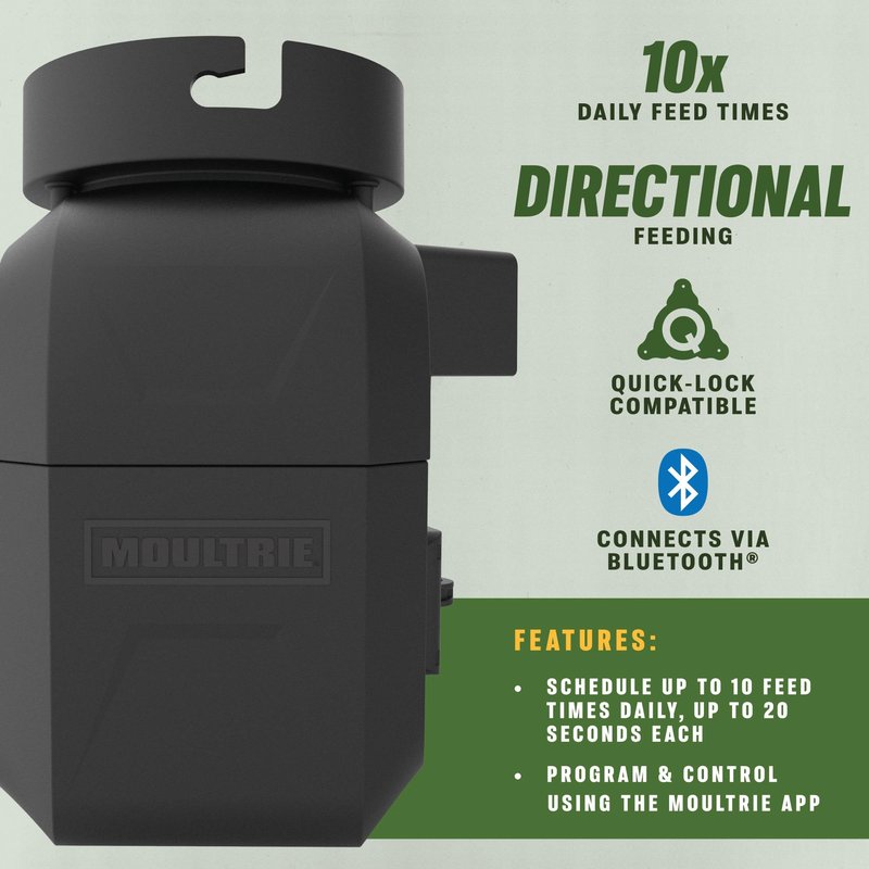 Moultrie Pro Hunter III Directional Feeder Kit - Moultrie Connect Bluetooth, 10 Daily Feed Times, Solar Ready, Pairs with Edge 3, MFG-15099