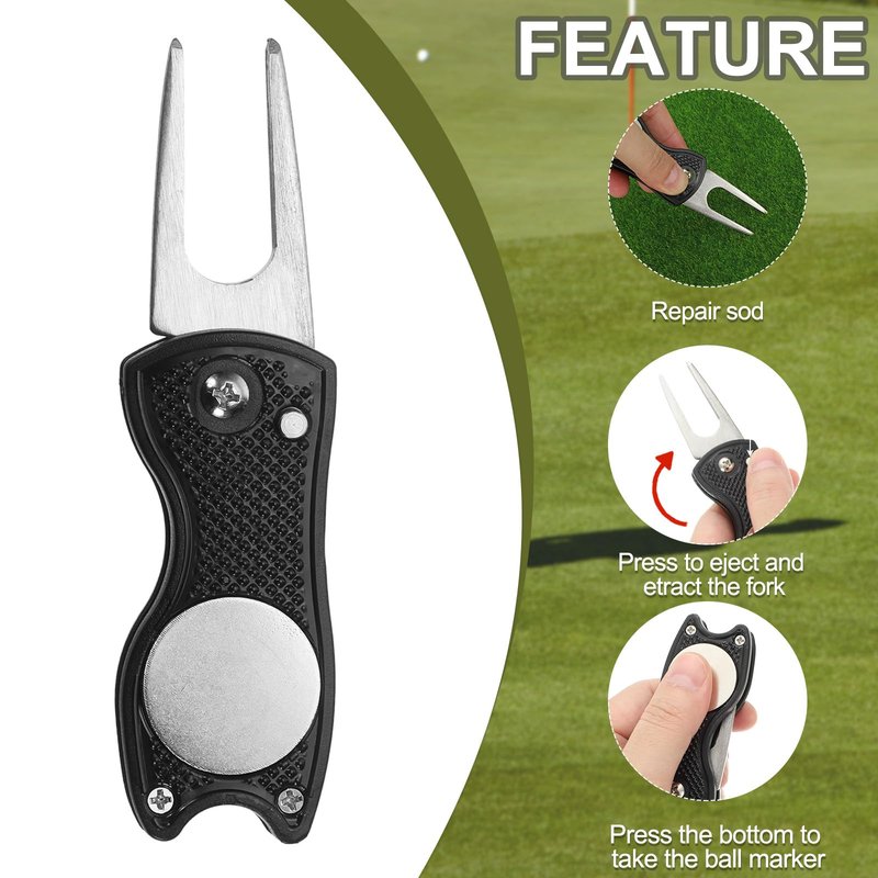 PATIKIL 24"x16" Golf Towels Golf Microfiber Waffle Pattern Towel Set Club Groove Cleaner Brush Foldable Divot Tool with Magnetic Ball Marker for Men Women, Orange Towel