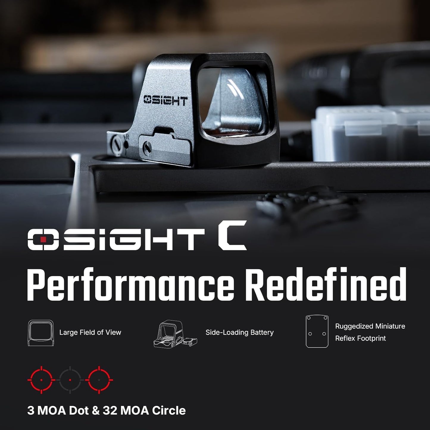 OSIGHT C Micro Red Dot Sight - Compact Design with OSP-091 Low Profile Mounting