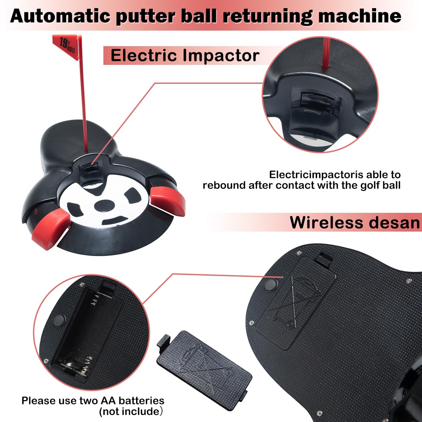 Shu-Ran Golf Automatic Putting Ball Return Cup ，Putting Practice Automatic Putting Machine，Golf Cup Training Aid, Putting Returner for Indoor Outdoor Office Practic Golf Training Aids