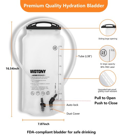 wotony Hydration Backpack with Water Bladder for Hiking Tactical Hydration Pack for Men Women Molle Water Backpack for Hiking (Black, 3L-Bladder)