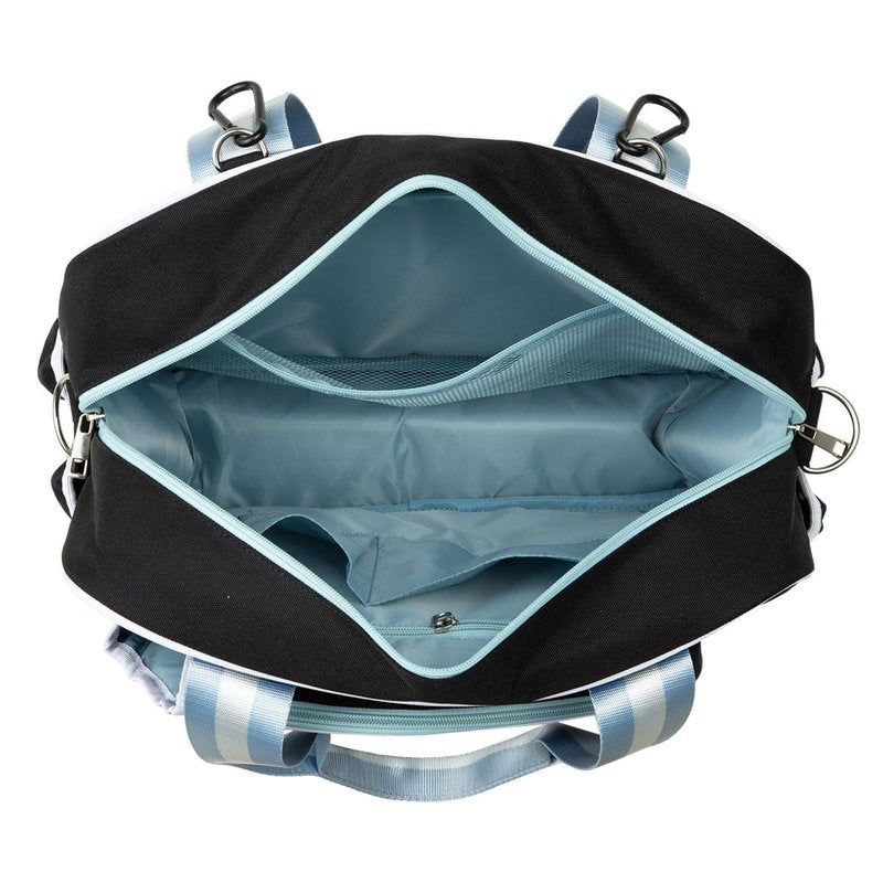Queen of the Court Prepster Pickleball Bags for Women with Fence Hook - Cute Yet Functional Black Pickleball Tote Bag with Compartments for Water Bottle, Paddles, Balls & Accessories (Black)