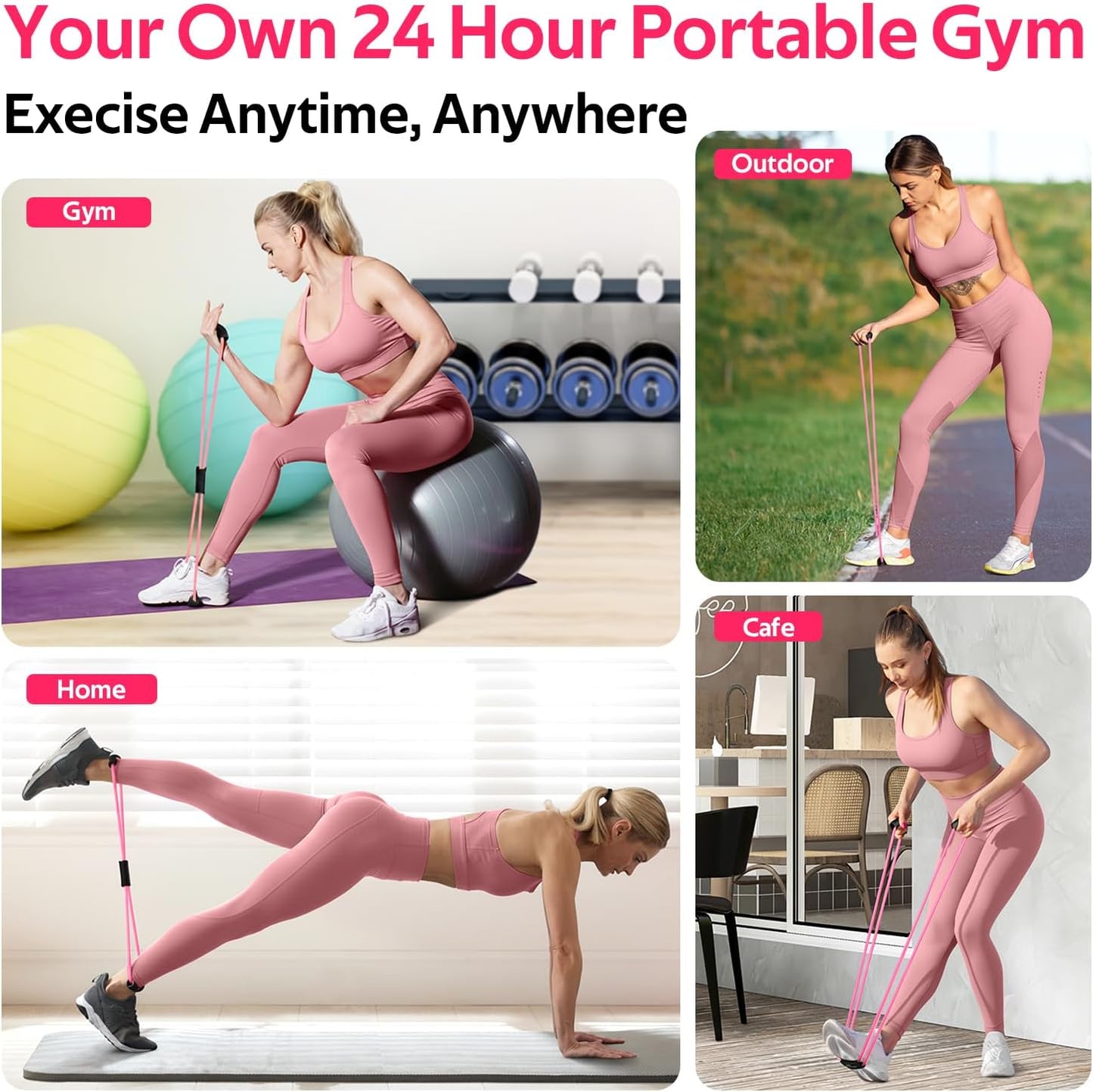 RENRANRING Figure 8 Resistance Bands - Set of 3 Exercise Tubes with Handles for Arm & Shoulder Stretch