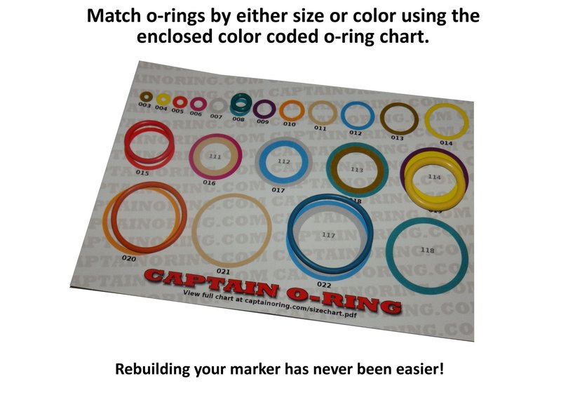 Tippmann 98, A5, X7, FT-12, Gryphon, Triumph, US Army - Color Coded 3X Oring Rebuild Kit