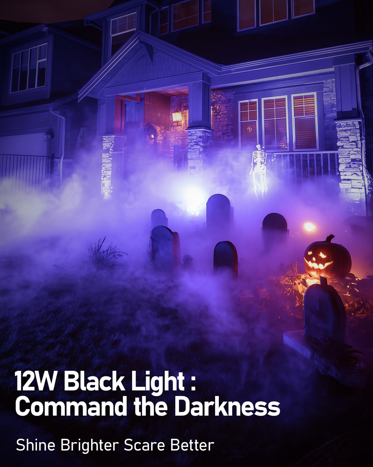 HIBOITEC Halloween Black Light Spotlight Outdoor 12W IP65 Waterproof LED Spot Lights Landscape Lighting with 4.9ft US Plug for Glow Party Body Paint Yard Garden Decorations 1Pack