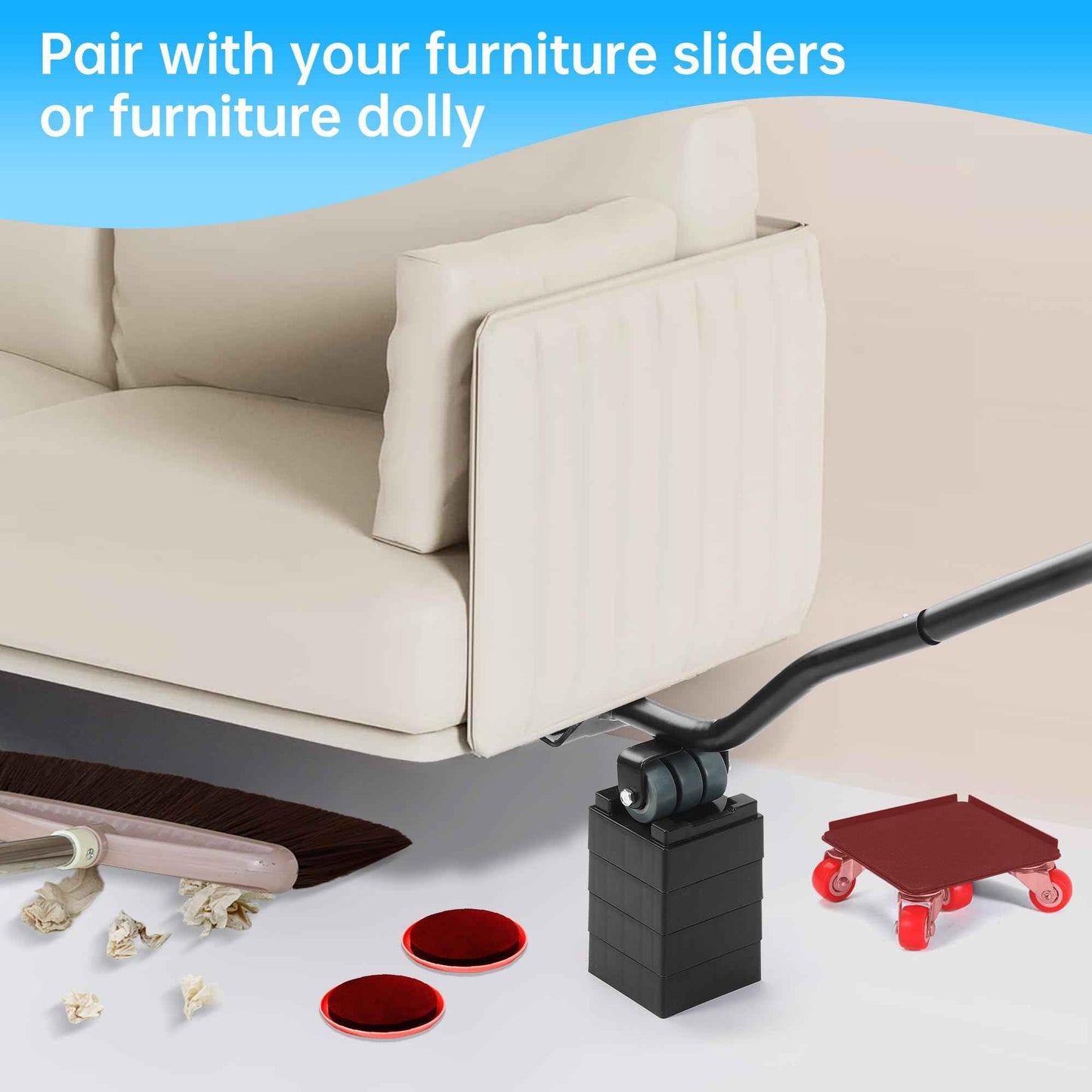 Furniture Lifter Tool, Appliance Lifter, Save 80% Effort, Lift Up to 400 Pounds Heavy Items, Furniture Lifter Jack for Heavy Furniture Appliance, Safely and Easily Lifting Furniture and Appliances