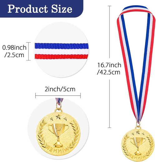 Caydo Gold Award Medals - 12/24 Pieces for Competitions & Sports Events | 2-Inch Size