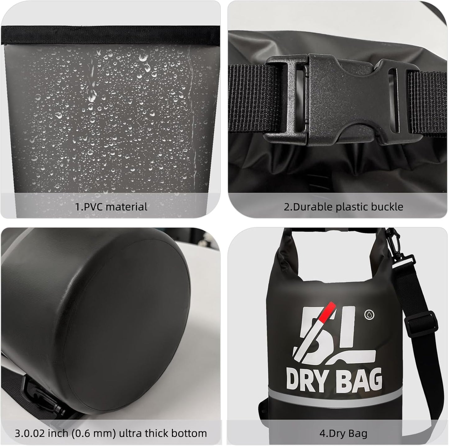 Skiennix Waterproof Dry Bag - 5L Lightweight Roll Top Storage Backpack with Reflective Phone Pouch | Ideal for Travel, Swimming, and Kayaking