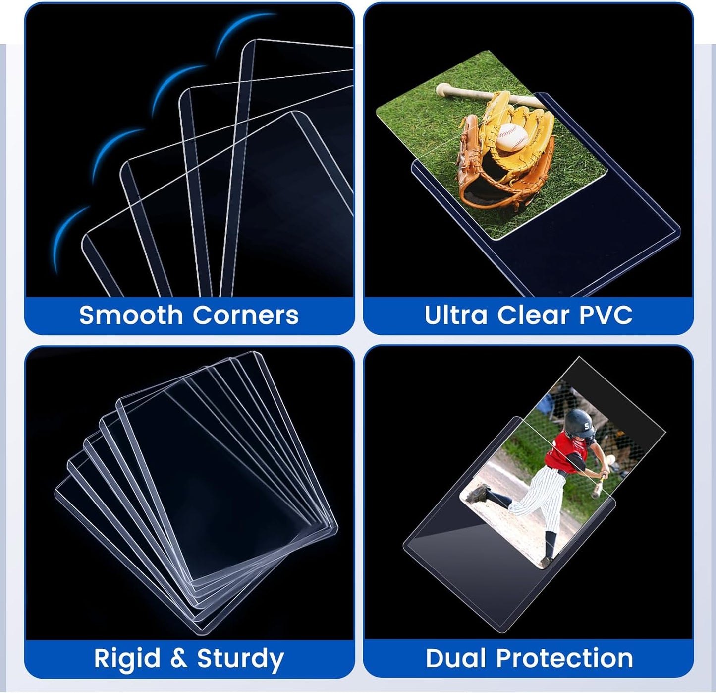 Sooez 35PT Card Sleeves - Rigid Hard Plastic Holder for Baseball & Trading Cards | 3" x 4" Size