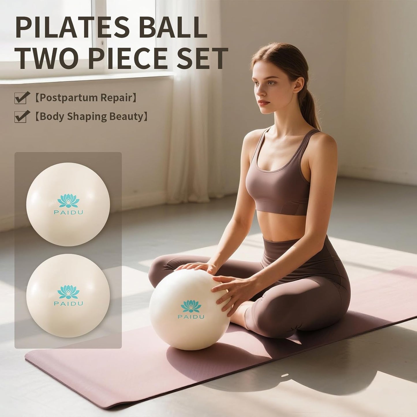 PAIDU Pilates Ball - 10-Inch Anti-Explosion Mini Yoga Ball for Core Training & Stability Exercises