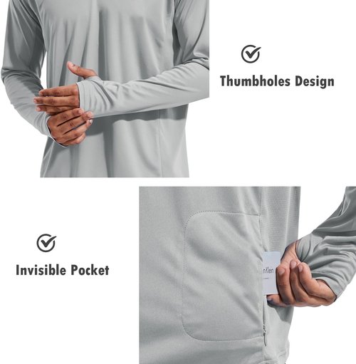 Baleaf Men's Sun Protection Hoodie - UPF 50+ Long Sleeve UV SPF Shirt with Mask | Lightweight Fishing Gear