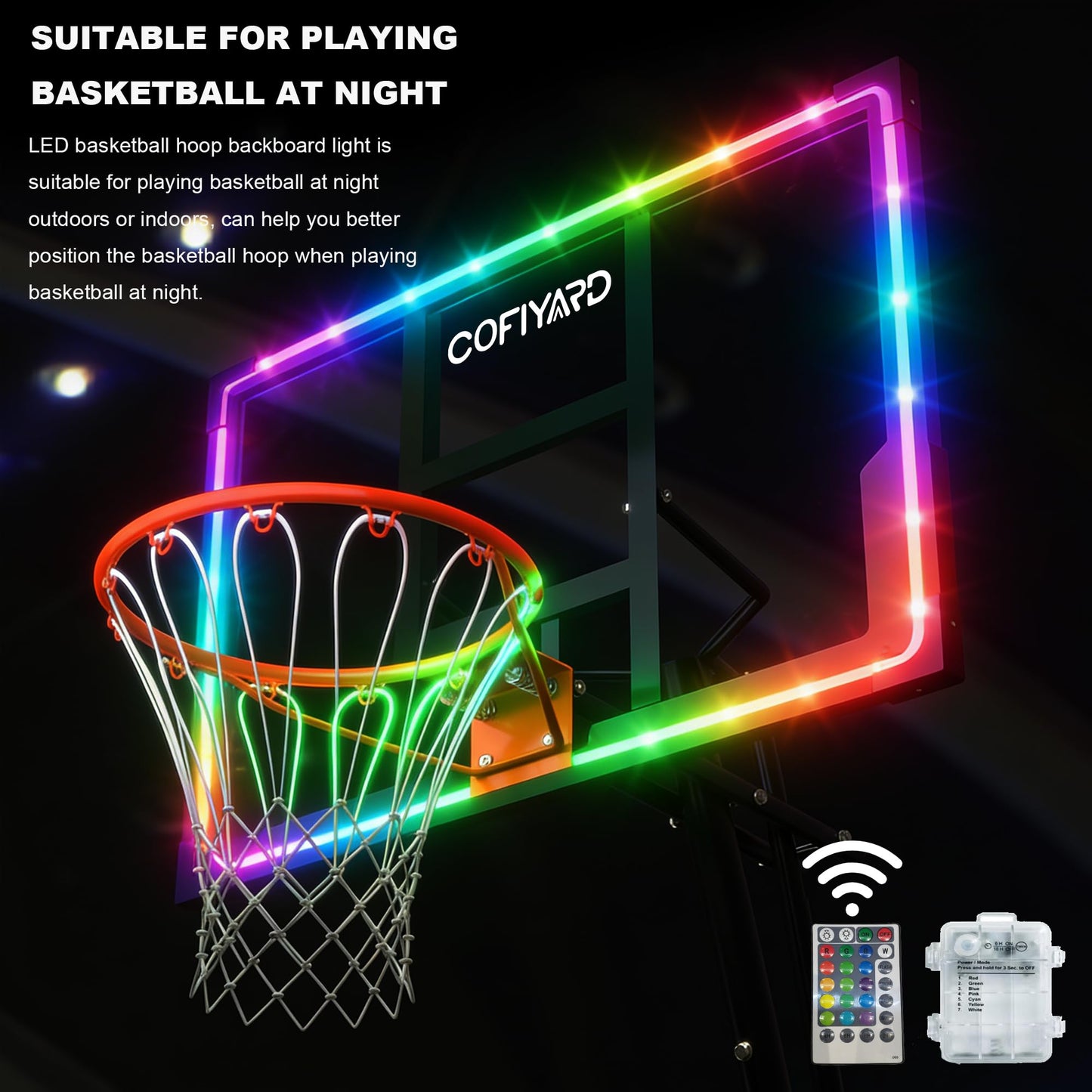 Cofiyard Basketball Hoop Outdoor with 44/48/54 Inch Shatterproof Backboard,10FT Height Portable Basketball Hoop with Sandbag, Adjustable Basketball Goal with Wheels 44 inch Multi