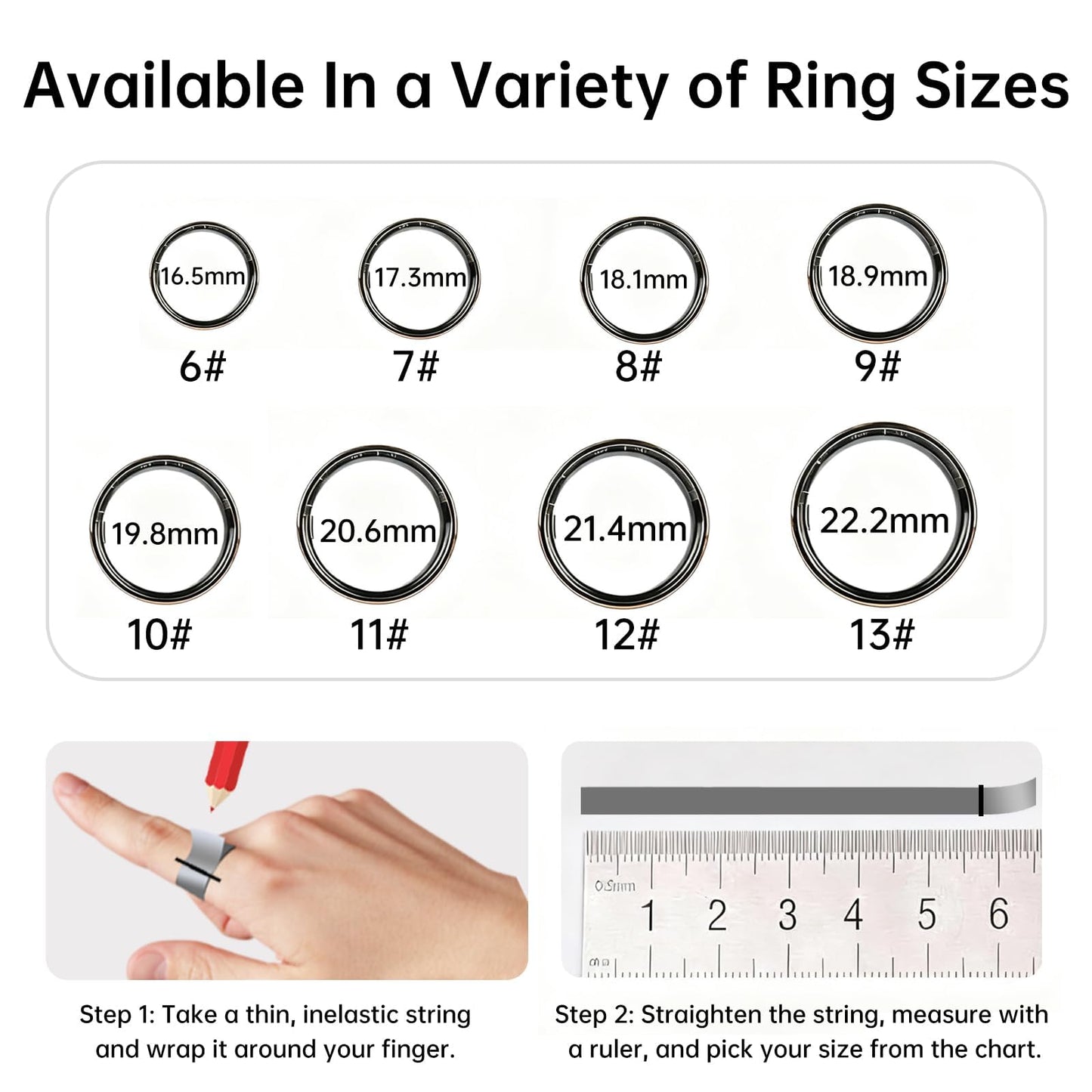 VAMOTRA Smart Ring for Women & Men, Fitness Tracker Ring with Heart Rate Monitor, HRV, Sleep Tracking, No Subscription Fee, 10ATM Waterproof Activity Ring for iPhone & Android (Gold, 8#)