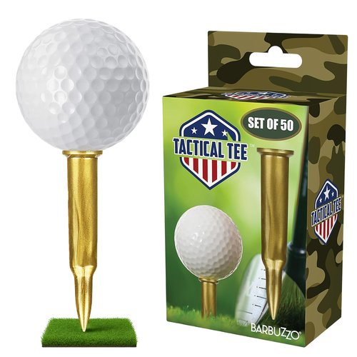 Caliber Gourmet Bullet Shaped Tactical Golf Tees System, Pack of 50 – Professional Gifts for Golfers, Unique Christmas Gift, Tee Accessories, Cool Stuff for Golfers, Novelty Golf Tees for Men