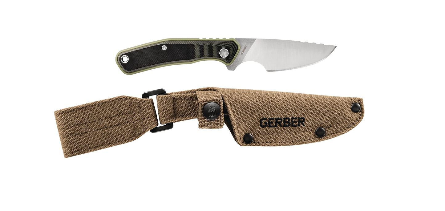 Gerber Gear Downwind Caper - Fixed Blade Knife with Sheath for Hunting Gear - Olive