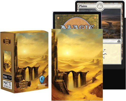 Katomula 100 MTG Card Sleeves - Textured Back Art with 100 Inner Sleeves for Standard Size Cards - Plains