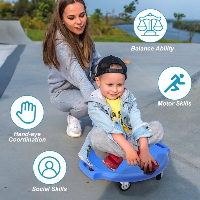 Sports Scooter Board with Handles Sitting Scooter Board with Universal Wheels Manual Sport Scooters Plastic Casters Floor Scooter Board for Gym Physical Education Equipment Indoor Outdoor