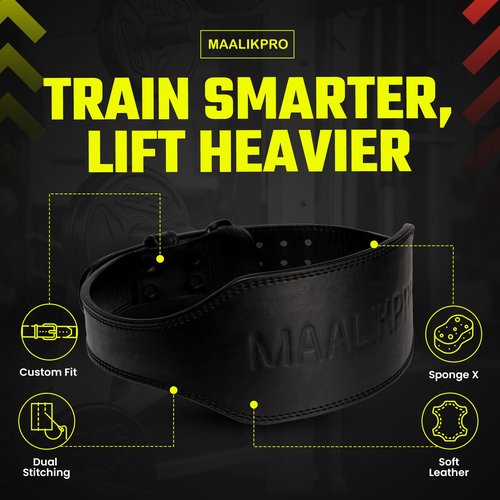 Weight Lifting Leather Belt with Adjustable Buckle, Gym, Workout & Weight Training - Weightlifting Belts for Men and Women (Black, Medium (30” to 37”) Inches)