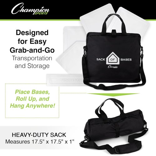 Champion Sports Throw Down Base Sets - Durable Baseball & Softball Training Bases for Indoor/Outdoor Use