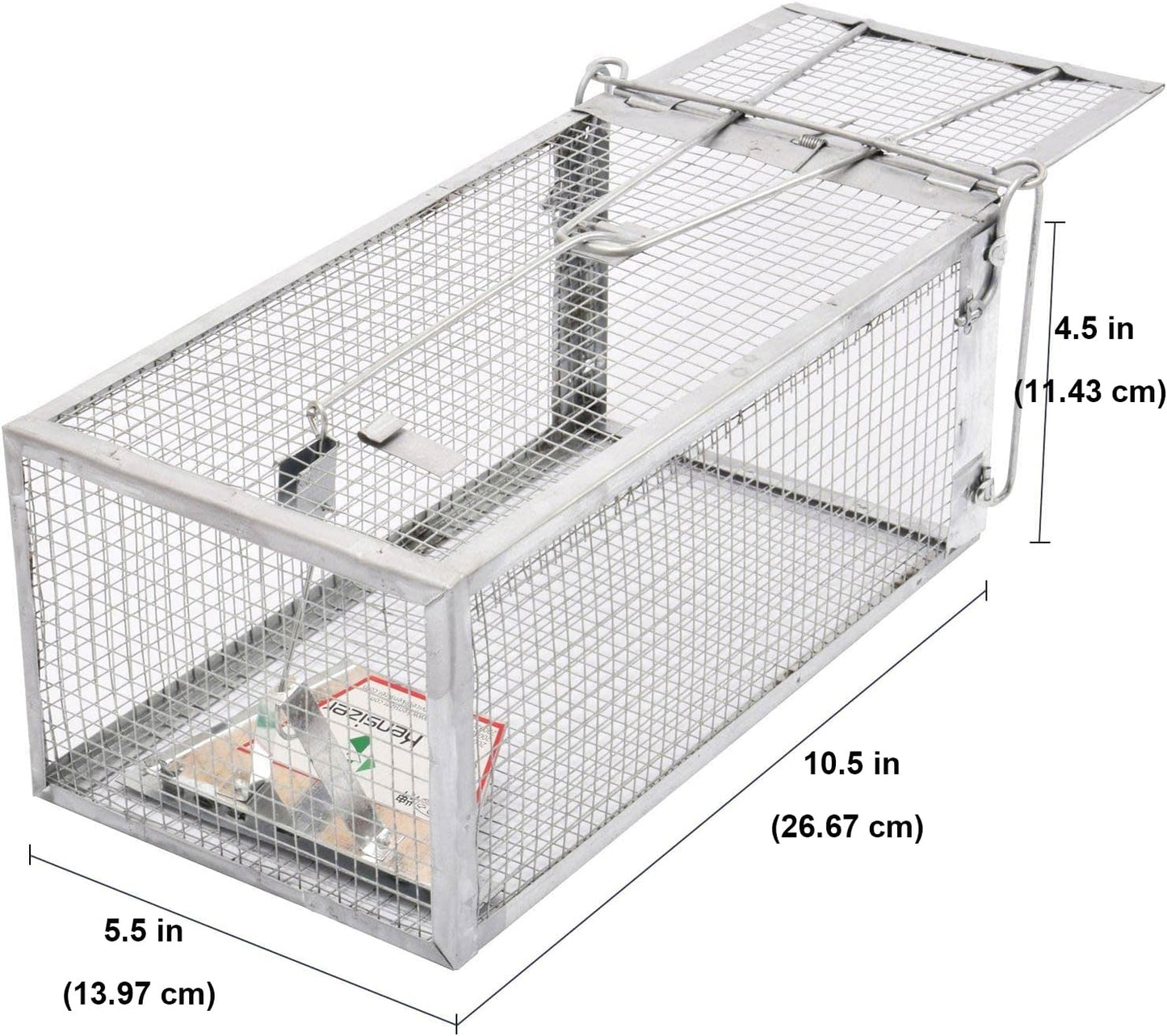 Kensizer Humane Rat Trap, Chipmunk Rodent Trap that Work for Indoor and Outdoor Small Animal - Mouse Voles Hamsters Live Cage Catch and Release 1-Pack Small 10.5" L x 5.5" W x 4.5" H