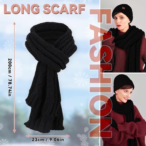 OZERO Gloves Beanie Scarf For Women: Knit Fleece Lined Hat Black Beanies For Women Christmas Womens Scarf Winter Warm Womens Gloves With Touchscreen Fingers For Snow Cold Weather Running Driving