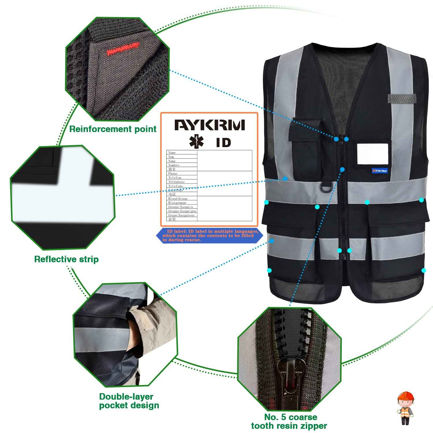 A-SAFETY Black Security Vests