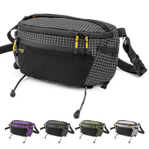 HIKEMAN Strap Pack Pouches for Backpack, Lightweight Phone Pocket, Large Capacity and Waterproof Fanny Pack Multi-functional Outdoor Bag for Hiking, Running, Travel, Cycling (Black)