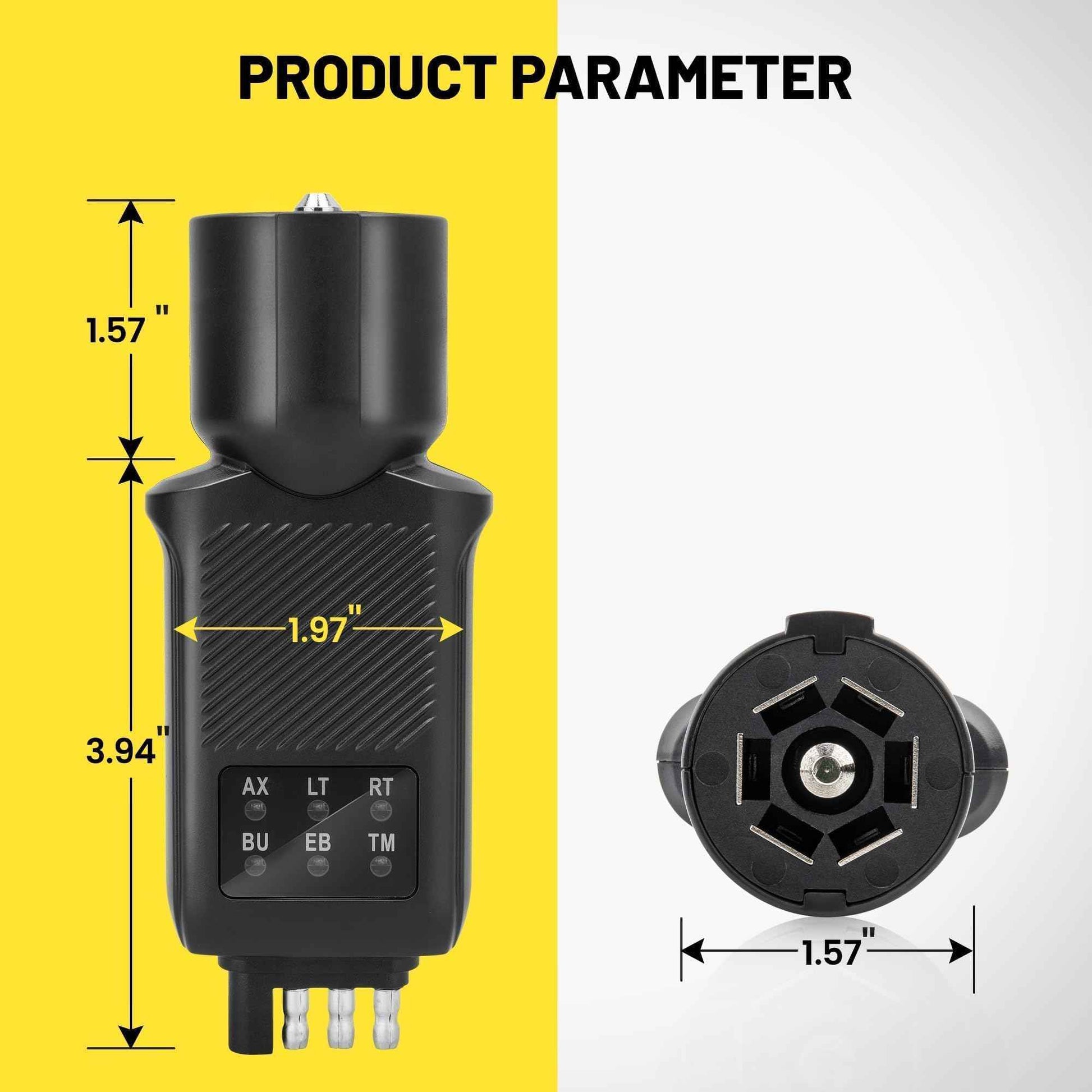 Oyviny 7 Pin Trailer Plug Tester & 4 Pin Trailer Tester with Double-Sided LED Indicators, Trailer Light Tester for Boat Trailer RV Truck Camper, Not Suitable for Vehicle with Lamp Out Sensor