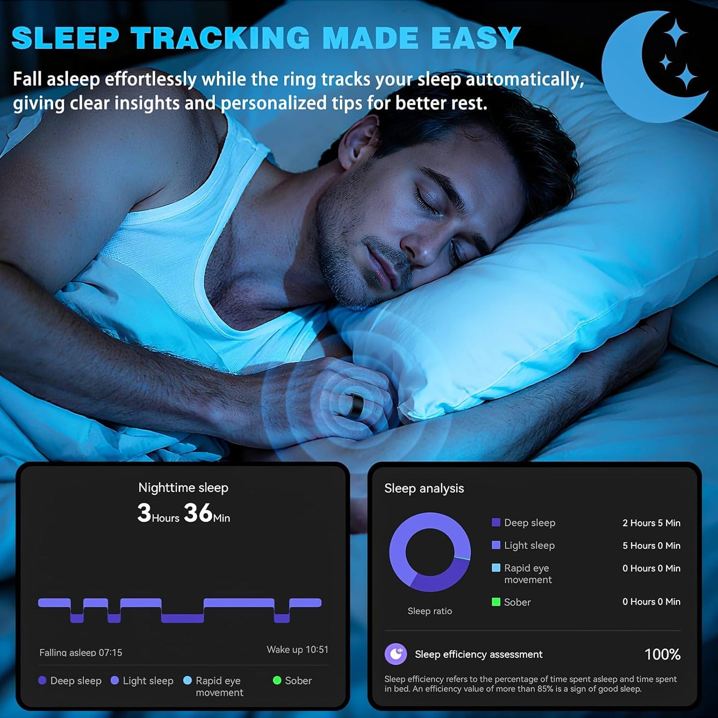 Skiennix Smart Ring - Fitness Tracker with Heart Rate, SpO2 & Sleep Monitoring | IP68 Waterproof (Black 12)