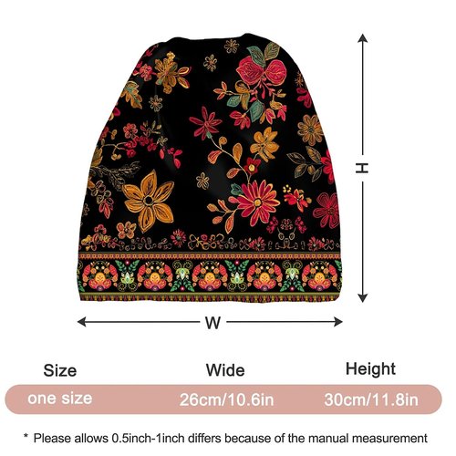 Bohemian Floral Women's Slouchy Beanie Hat Cute Turban Hats Cancer Headwear Caps Baggy Skull Sleep Scarf