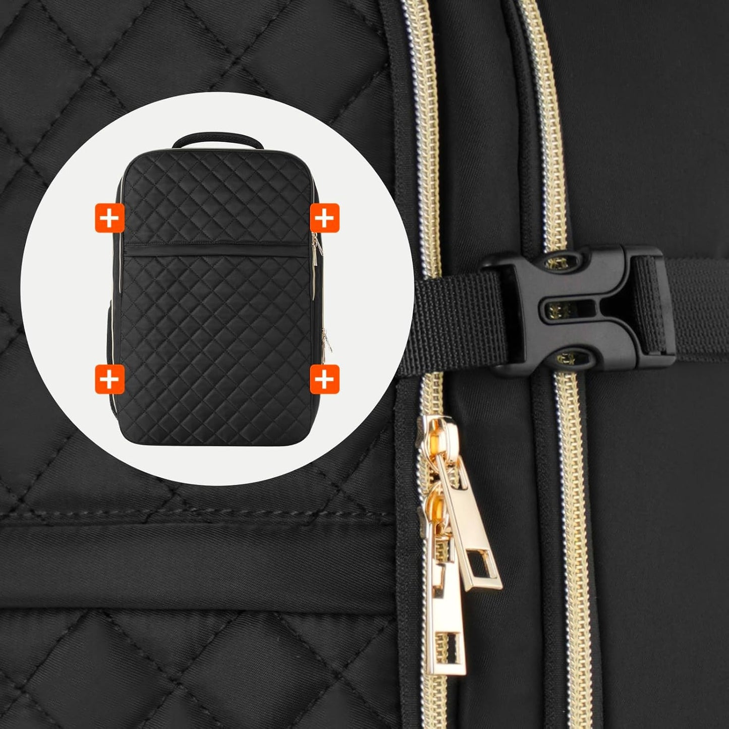 MOMUVO Large Travel Backpack - Flight Approved, Water Resistant Anti-Theft Daypack for 17" Laptop | Black