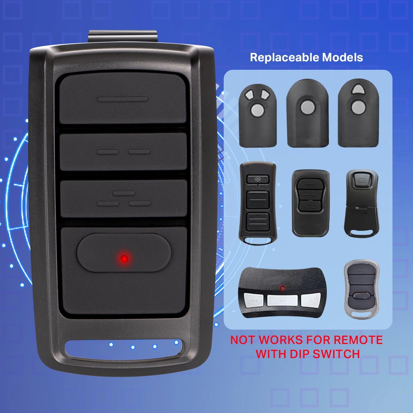 O3T-BX O3T-A 315/390MHZ Dual Frequency Auto-Seek Overhead Door Garage Opener Remote, for Overhead Door CodeDodger/Genie Intellicode, 3 Buttons Remote Replace for Overhead Door Remote (2 Pack)