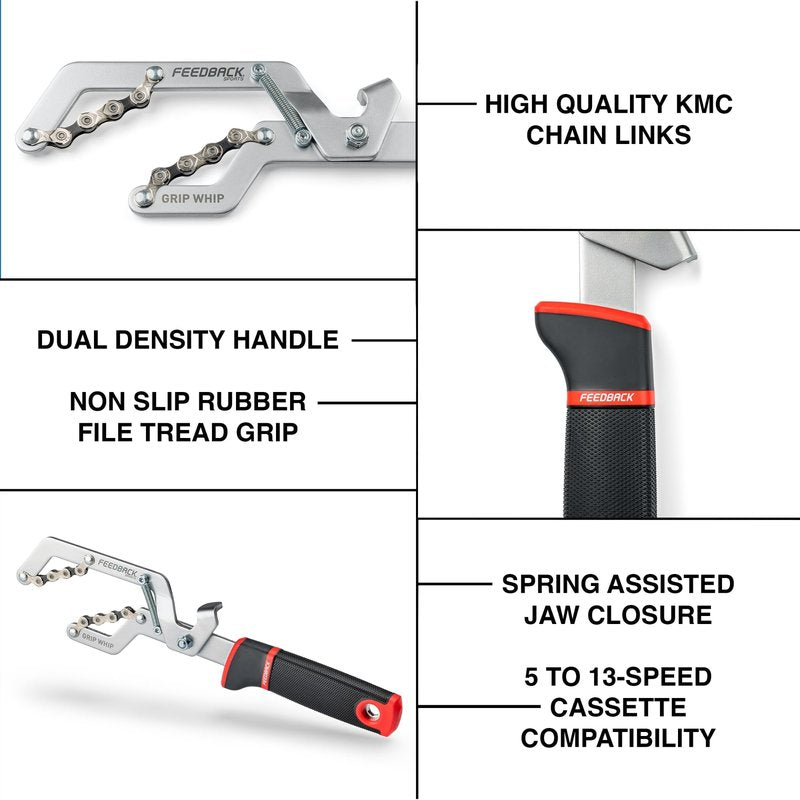 FEEDBACK SPORTS Grip Chain Whip Bike Cassette Removal Tool | Fits All 5-13 Speed Cogsets (SRAM, Shimano, Campagnolo) | for Bicycle Maintenance & Repair