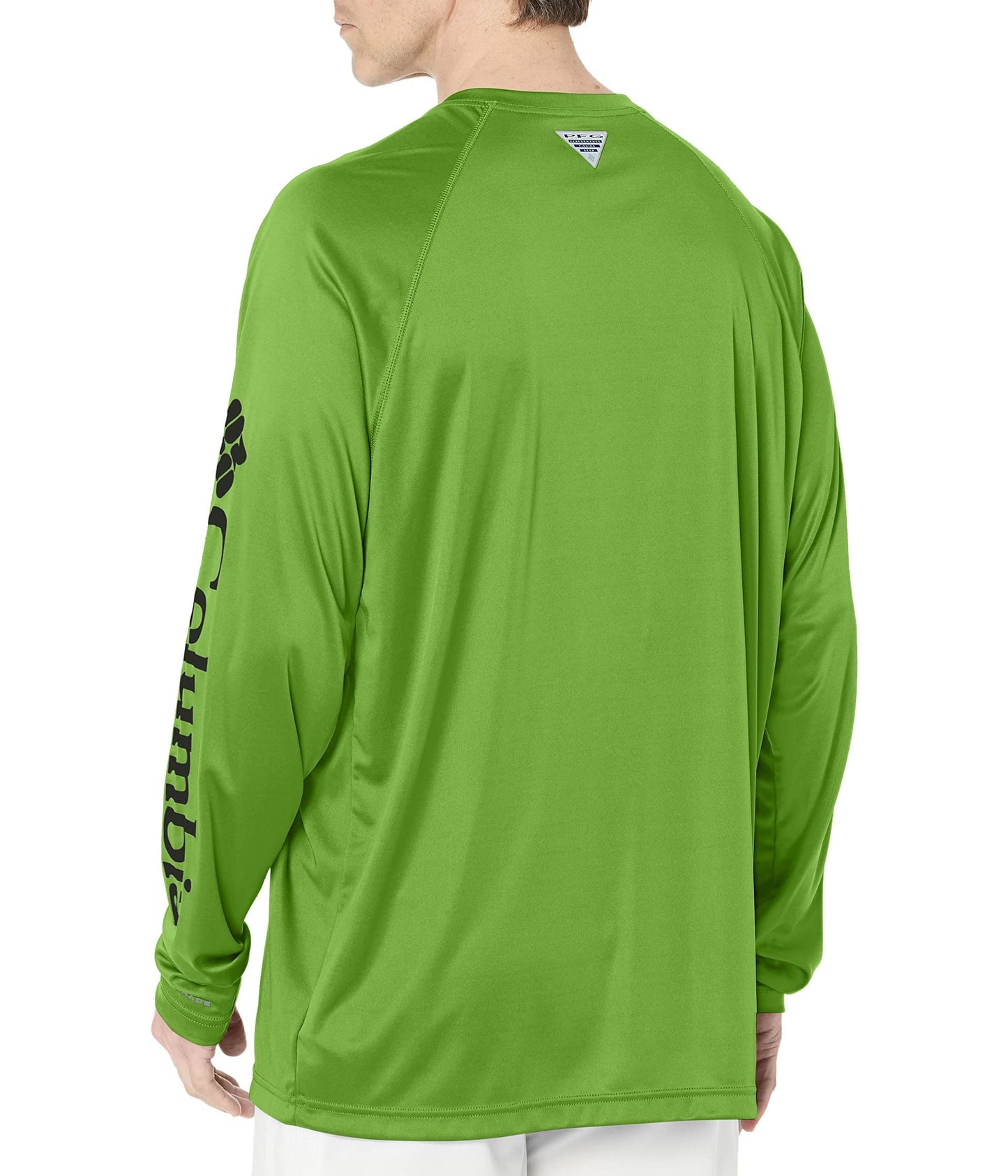 Columbia Men's Terminal Tackle Long Sleeve Shirt, Green Mamba/Black Logo, 5X Tall