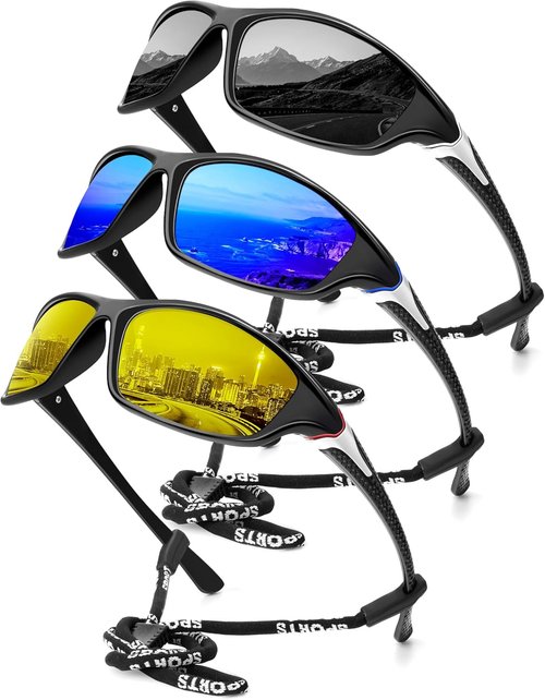 KALIYADI Polarized Sunglasses - UV Protection for Men | 4-Pack Sports Eyewear for Fishing & Cycling