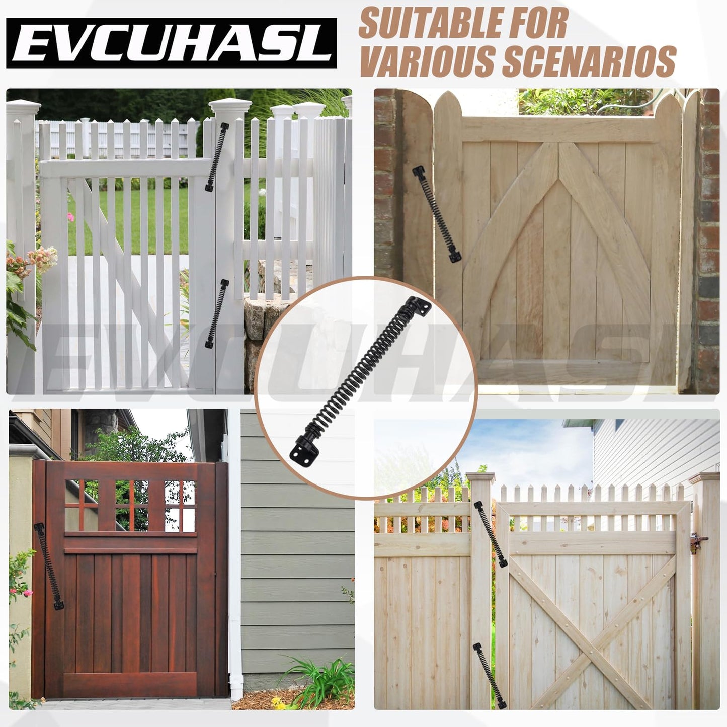 EVCUHASL 11-1/2" Gate Spring Self Closing Heavy Duty Door Springs to Close Door, Automatic Gate Closer with Adjustable Tools for Metal Gates, Wooden Fences and Vinyl Fence Gates(Black, 1 Pack)