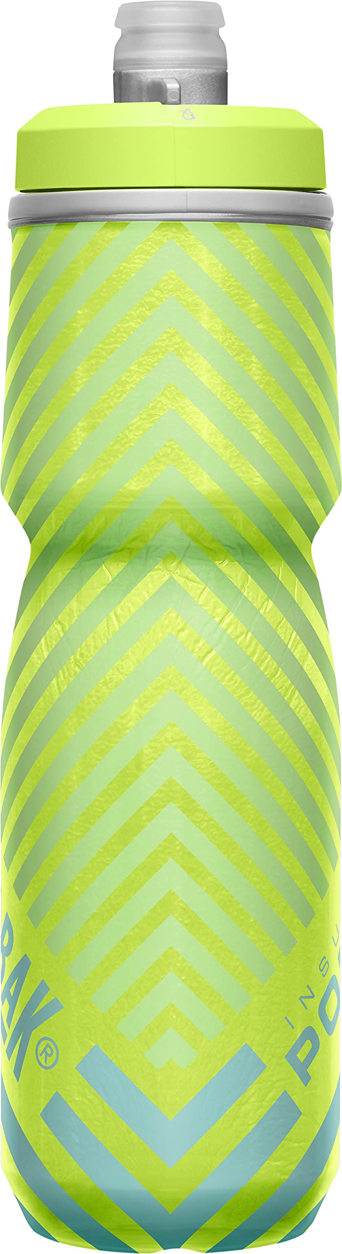 CamelBak Podium Chill Insulated Bike Squeeze Water Bottle, Cold Retention for Cycling, 24oz, Lime/Blue Stripe