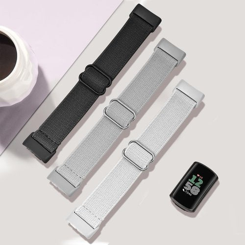 Compatible with Fitbit Charge 6 Watch Bands, 3 Pack Stretchy Nylon Sport Loop Wristbands Replacement for Fitbit Charge 5 Band/Charge 6 Fitness Tracker Women Men-Breathable, Lightweight, Elastic