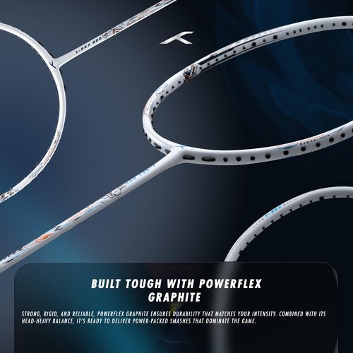 Hundred T-Rex 800 Strung Badminton Racket with Full Cover | 84 Grams | Maximum Tension ≤32 lbs (White)