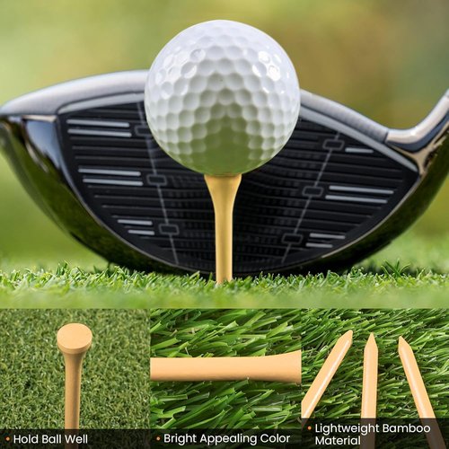 FINGER TEN Bamboo Golf Tees - Durable Wooden Short & Long Tees | 250-2000 Count in Red & Pink