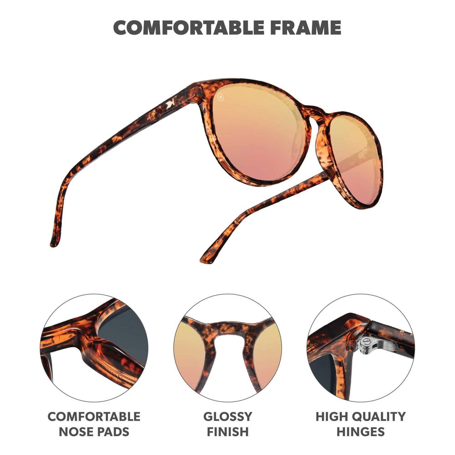 Knockaround Round Trendy Polarized Sunglasses for Women- UV400 Protection