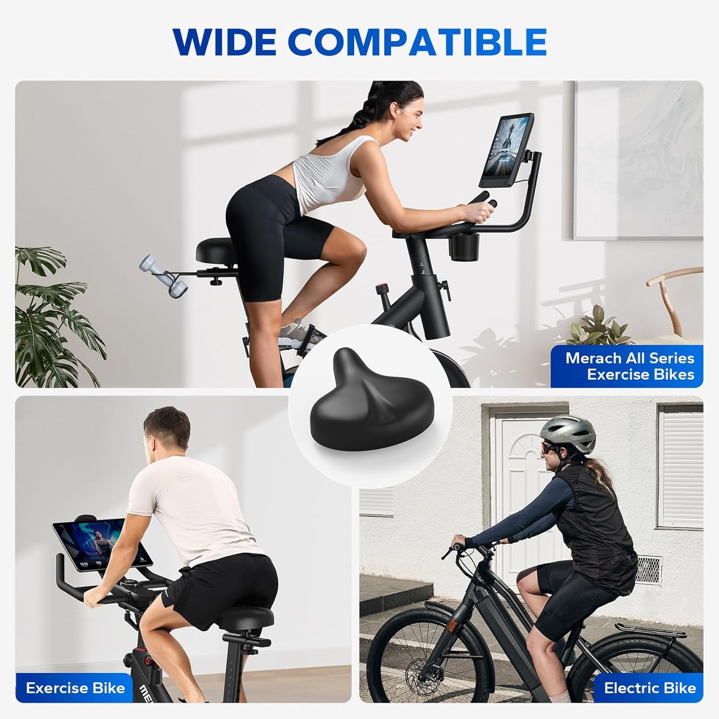 MERACH Exercise Bike Seat Cushion - High-Density Foam Padded Comfort Cover for Spin Bikes