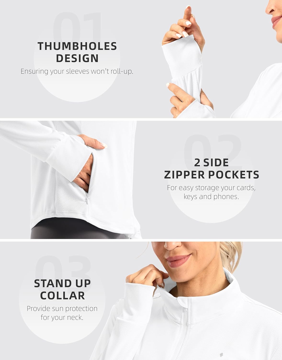Soothfeel Women's Lightweight Athletic Jacket - UPF 50+ Sun Protection | Zip-Up Long Sleeve for Hiking & Workouts
