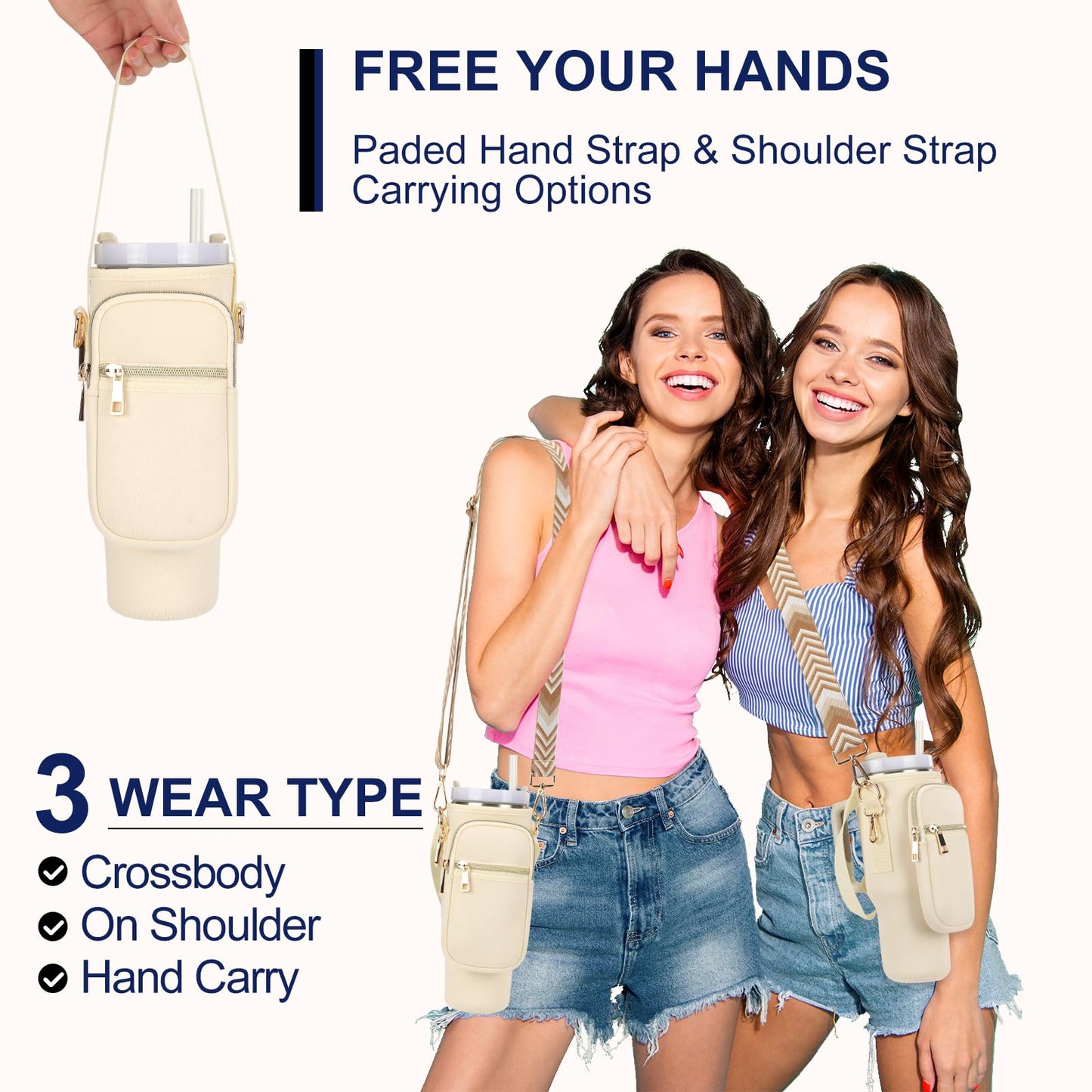 GOEWY Gifts for Womens Water Bottle Carrier Bag Stanley Cup Accessories