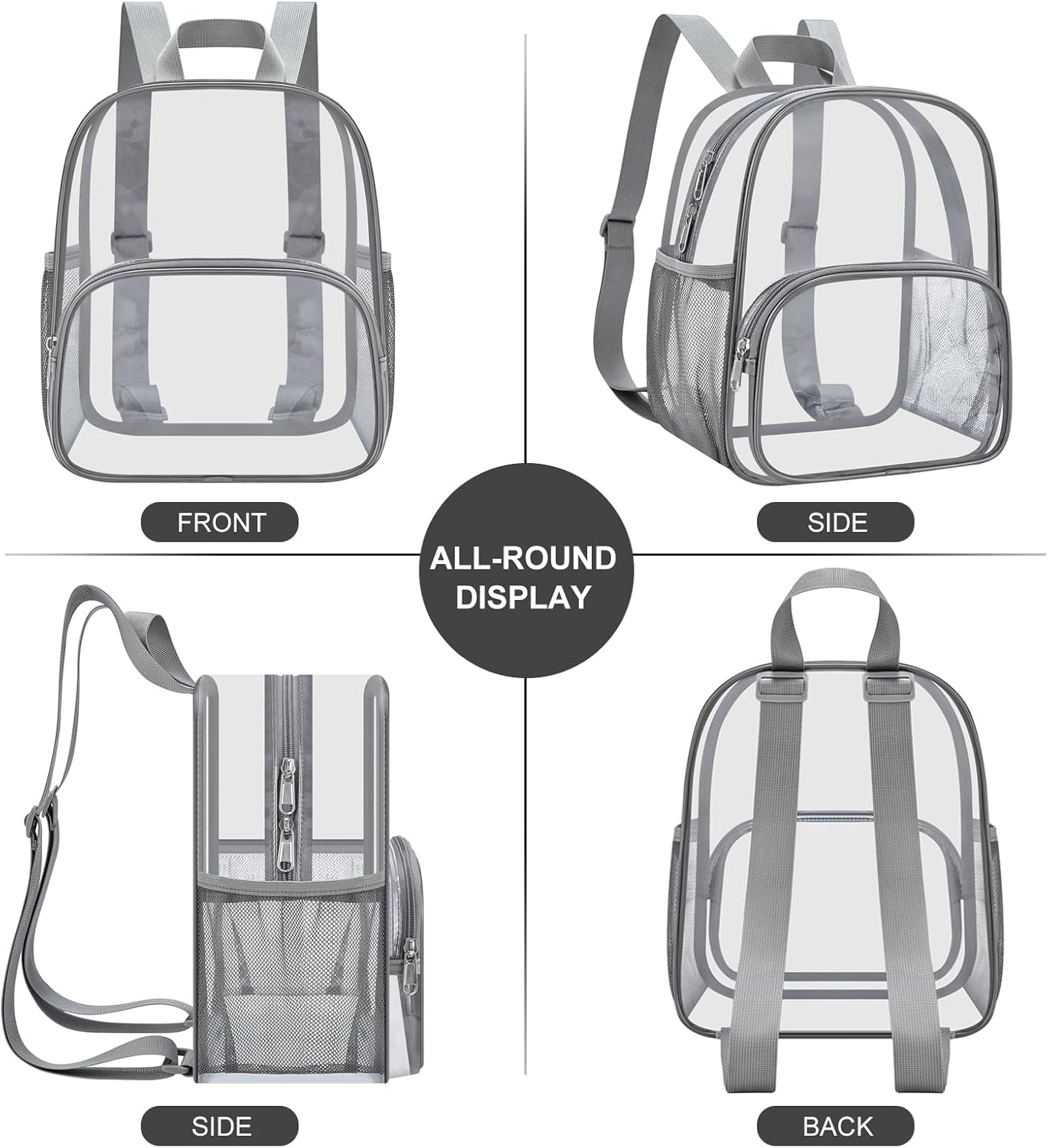 USPECLARE Clear Backpack - Stadium-Approved Small Clear Bag for Concerts & Sports | 11.5x9.5x6 Inches