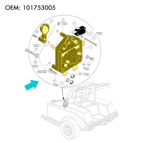 10L0L Golf Cart Forward and Reverse Switch with Handle Fits Club Car 96-Up DS 48 Volt, Replaces 101753005