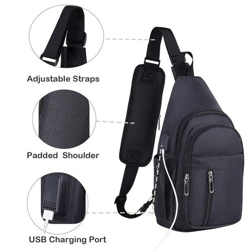 JENAGREEN Waterproof Sling Backpack Crossbody Sling Bag for Women Men, Multipurpose Travel Hiking Adjustable Chest Bag Casual Daypack
