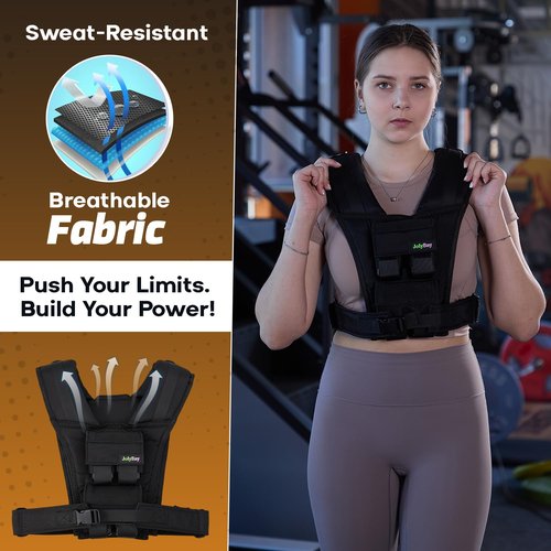 Adjustable Weighted Vest Compact Fitness Gear – 20 lbs Capacity for Men and Women, Sturdy Oxford Cloth, Ideal for Running, CrossFit, Cardio, Strength Training, Posture Support, Ergonomic Design