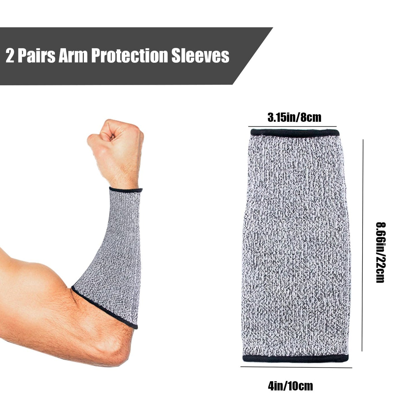 REDANHA 2 Pairs Arm Protection Sleeves Level 5 Protection Cut Burn Resistant Sleeve Anti Abrasion Forearm Cover Protector for Men Women (Grey)
