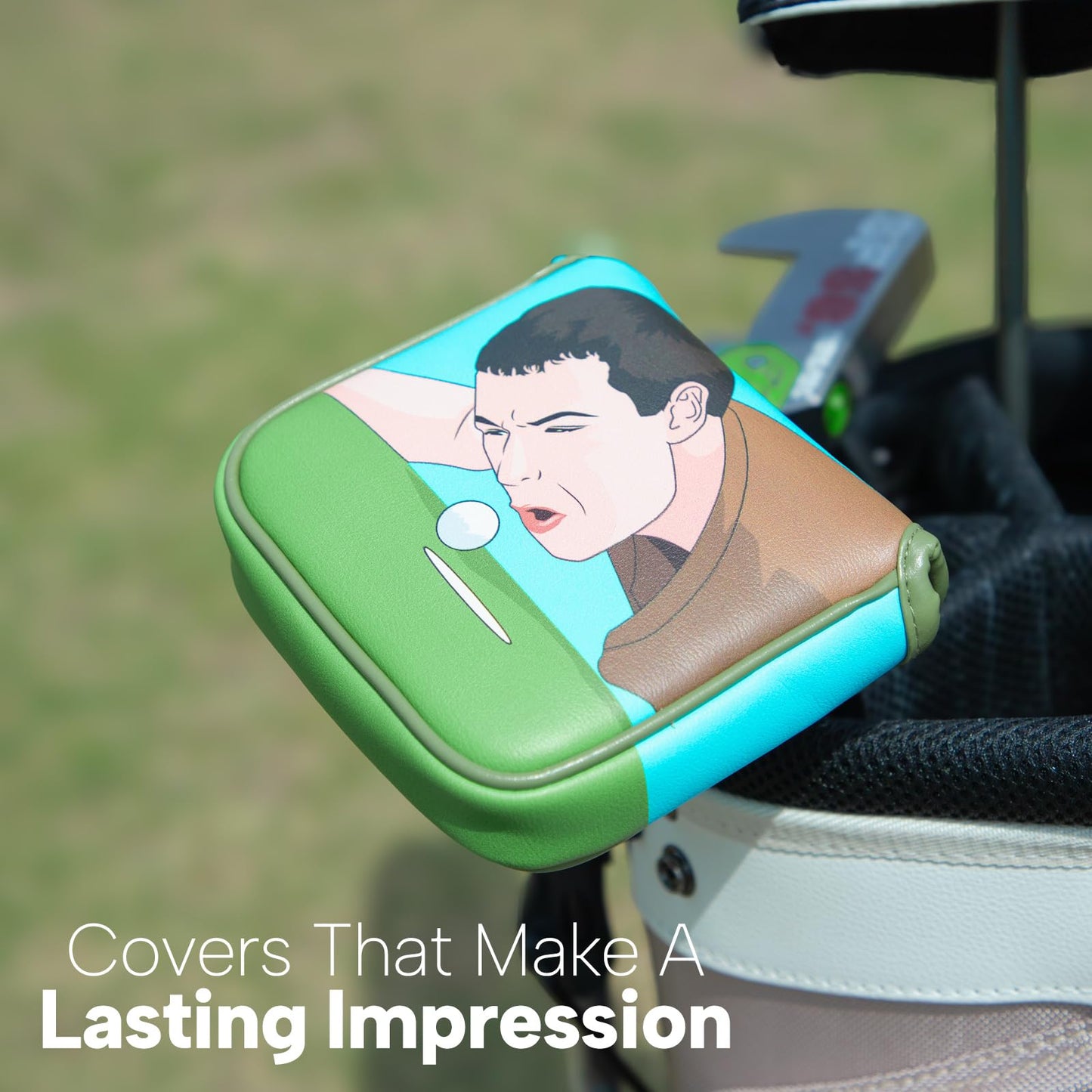 Golf Putter Covers Mallet Putter Cover Leather Putter Headcover with Magnetic Closure Golf Club Covers for Most Brand Putter (Green-Mallet)